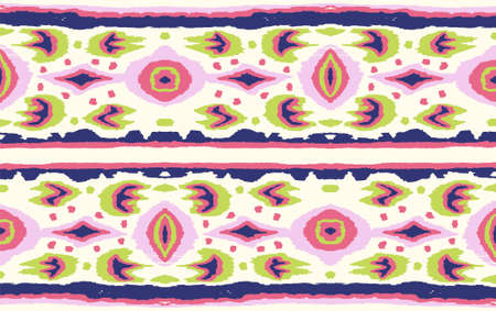Ikat geometric folklore ornament with diamonds. Tribal ethnic vector texture. Seamless striped...