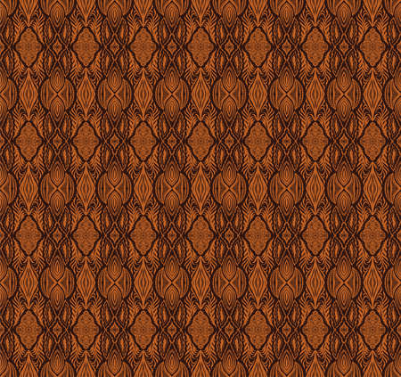 Geometric damascus ornament. Ikat border. Ethnic embroidery with leaves and monograms. Tribal vector texture. Seamless folk pattern in Aztec style. Indian, Scandinavian, Gypsy, Mexican, African rug.のイラスト素材