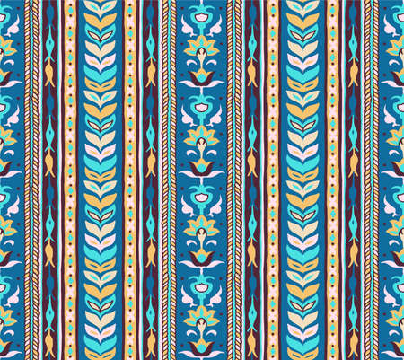 Ikat geometric folklore ornament. Tribal ethnic vector texture. Seamless striped pattern in Aztec style. Figure tribal embroidery. Indian, Scandinavian, Gypsy, Mexican, folk pattern.のイラスト素材