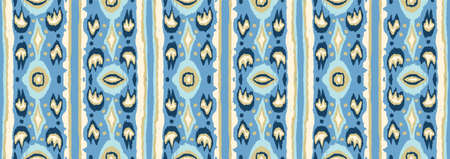 Ikat border. Geometric folk ornament. Tribal vector texture. Seamless striped pattern in Aztec...