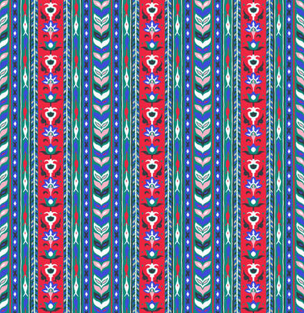 Ikat geometric folklore ornament. Tribal ethnic vector texture. Seamless striped pattern in Aztec...