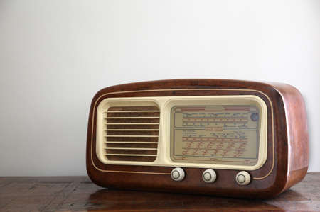 Italian antique radio in wooden casingの写真素材