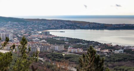view of the city center and the Bay from the mountainsの写真素材