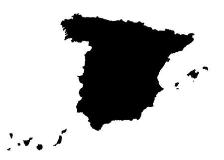 Illustration in black of map of Spain including Balearic Islands and Canary Islands.の写真素材