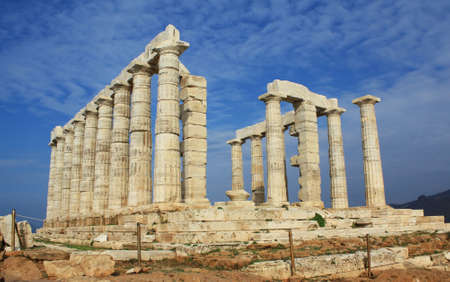 Ruins of ancient Greek Temple of Poseidon, god of the sea in ancient mythology. Located at Cape...