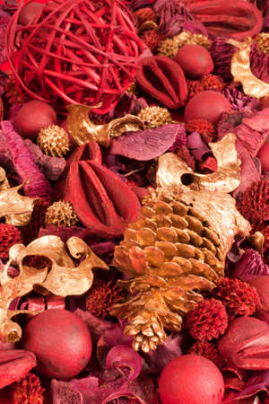 Background of red and golden scented Christmas potpourri.の写真素材
