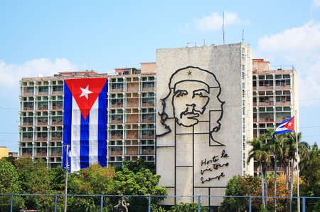 Havana, Cuba - April 4, 2011 - Image of Che Guevara in Revolution Square in Havana.のeditorial素材