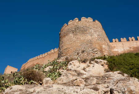 Embattled wall in the Alcazaba of Almeria, medieval Arabic fortress dating from the 10th century のeditorial素材