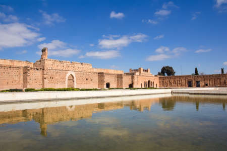 El Badi Palace or Palais El Badii in Marrakech, Morocco.のeditorial素材