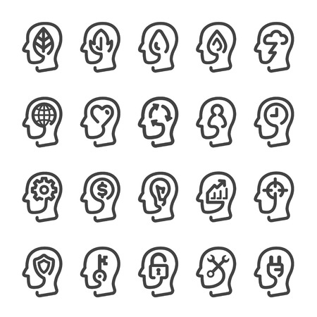 thinking head line iconのイラスト素材