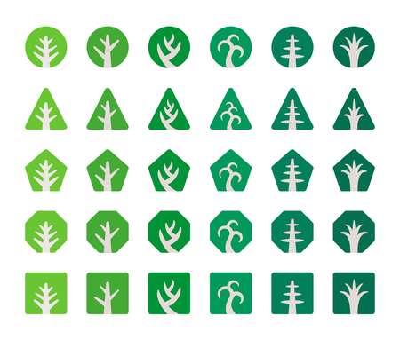 ornamental geometric tree solid icon setのイラスト素材