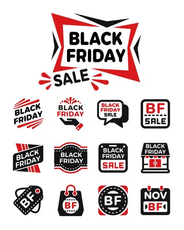 black friday banner set,icon set,vector and illustrationのイラスト素材