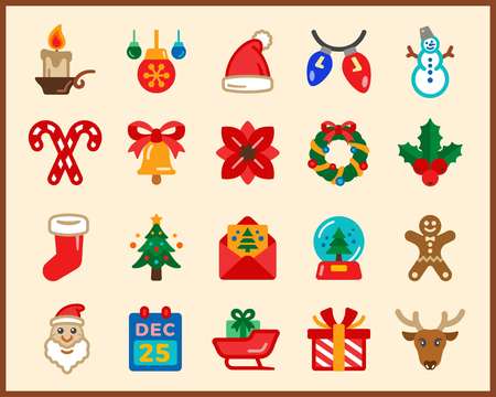merry christmas,xmas icon set,vector and illustrationのイラスト素材