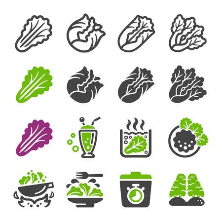 lettuce icon set,vector and illustrationのイラスト素材