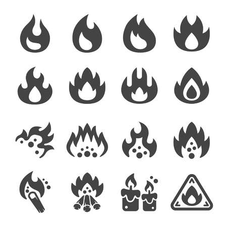 fire and flame icon set,vector and illustrationのイラスト素材