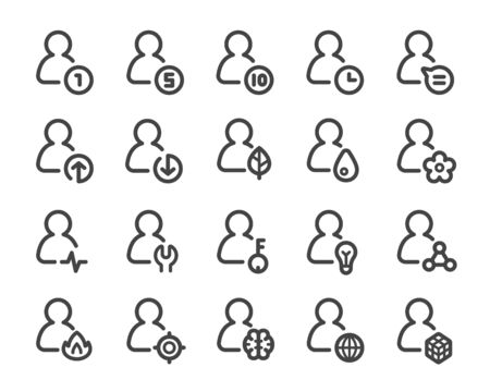 person and user thin line icon set,vector and illustrationのイラスト素材