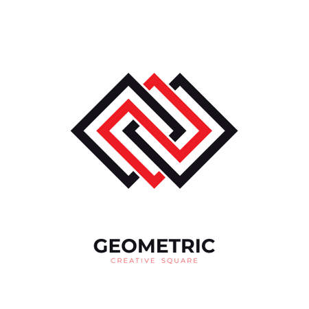 square connection logo for business, identy. industry, finance, group. thectnology, internet, connection, logo vector iconのイラスト素材