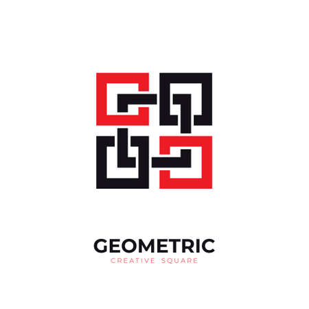 connected square logo for business, company, group, finance. internet, technology, creative graphic design, concept logo, vector iconのイラスト素材