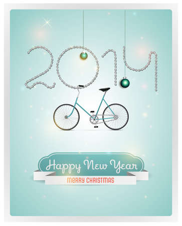Vector Christmas Background with Retro Bicycleのイラスト素材