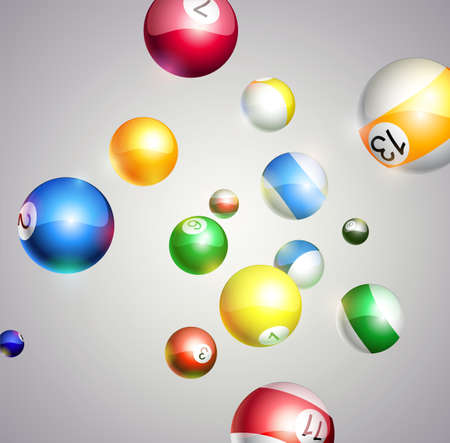 Vector background with flying billiard balls