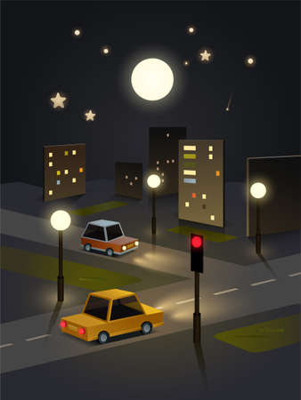 Night city landscape from paperのイラスト素材