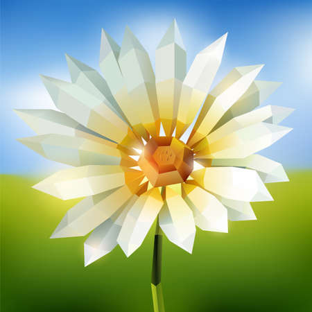 Flower in origami style on abstract backgroundのイラスト素材