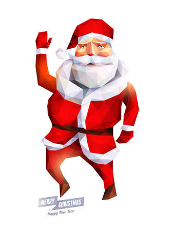 Christmas greeting card. Illustration with Santa Claus in origami style.のイラスト素材