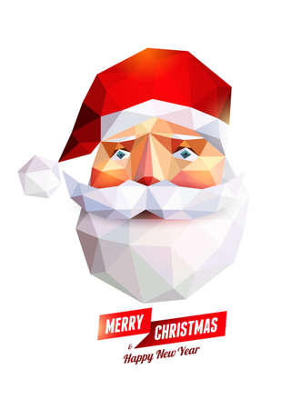 Christmas greeting card. Illustration with Santa Claus in origami style.のイラスト素材