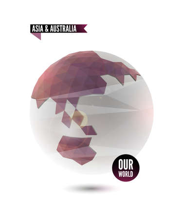 Asia & Australia. World background in origami style. のイラスト素材
