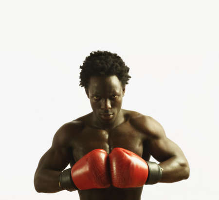 Boxer preparing to fightの写真素材