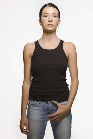 Young woman posing for the cameraの写真素材