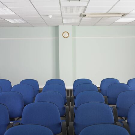 Rows of blue chairs
