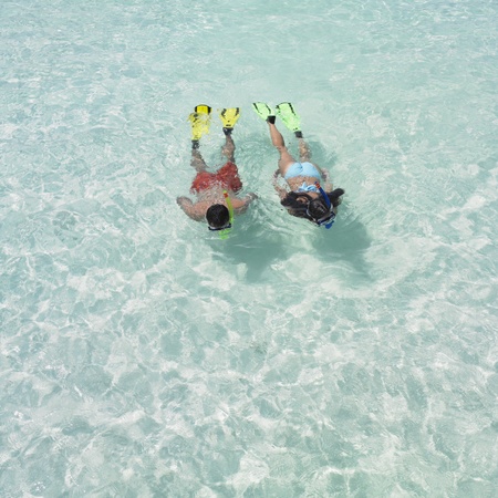 Couple snorkelingの写真素材