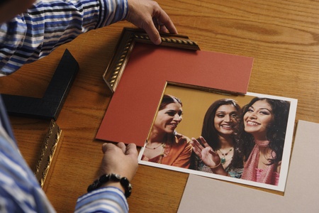 Man framing a pictureの写真素材