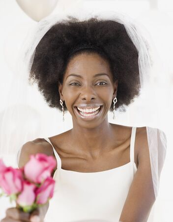 African bride smilingの写真素材