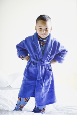 Portrait of African boy wearing pajamasの写真素材