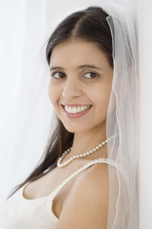 Portrait of Hispanic brideの写真素材
