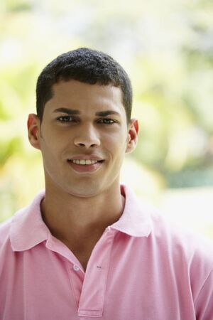 Close up of South American man smilingの写真素材