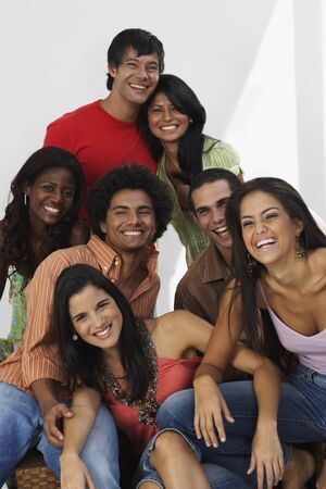 South American friends laughingの写真素材