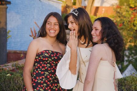 Hispanic girl and friends at Quinceaneraの写真素材