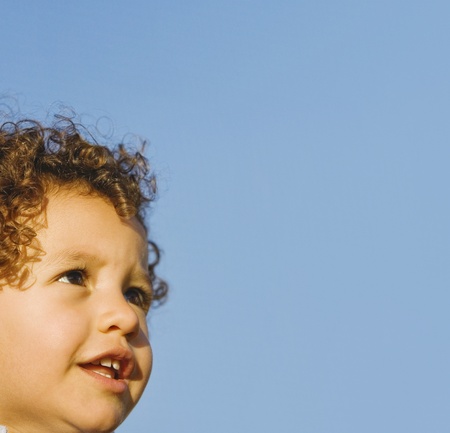 Close up of Mixed Race boyの写真素材