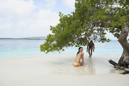 South American couple at beachの写真素材