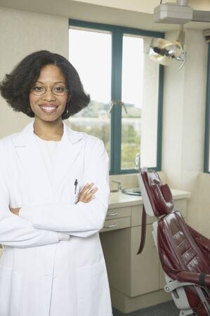 African female dentist smilingの写真素材