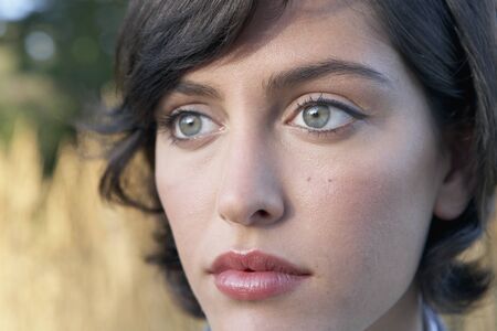 Close up of Hispanic woman's faceの写真素材