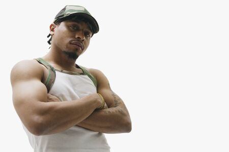 Portrait of African man with arms crossedの写真素材