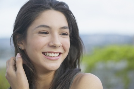 Close up of Hispanic girl smilingの写真素材