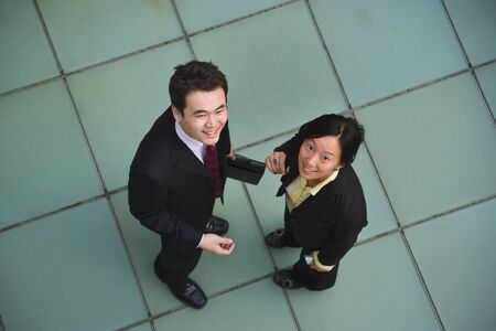 High angle view of Asian businesspeopleの写真素材