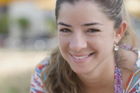 Close up of Hispanic woman smilingの写真素材