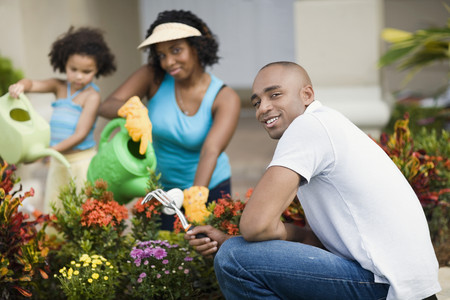 African family gardeningの写真素材