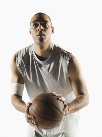 African basketball player ready to shoot basketballの写真素材